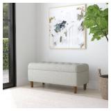 Button Tufted Storage Bench with Cone Wood Legs Gray - HomePop: Hinged Lid, Bedroom Ottoman - Retail: $201