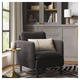 Square Back Accent Arm Chair Boucle Black - Thresholdâ¢: Upholstered Polyester, Rubberwood Legs - Retail: $450