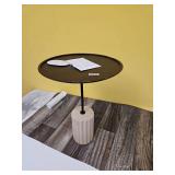 Round Side Table with Brown Top and Travertine Base - Thresholdâ¢ designed with Studio McGee - Retail: $195