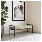 Modern Metal Bench Light Sage Green- HomePop: Velvet Upholstered, Entryway & End of Bed Seating - Retail: $189