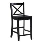 Linon 24\" Torino X Back Wood Counter Height Barstool - Black: Rubberwood Frame, Footrest, Farmhouse Style - Retail: $107