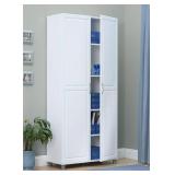 Modern White Storage Cabinet with Adjustable Shelves - Retail: $300
