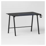 Gaming Steel Dorm Desk with LED Lights and Headphone Holder Black - Room Essentialsâ¢: Ergonomic Design, Iron Frame, Wood Veneer Surface - Retail: $170