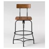 Industrial Adjustable Height Bar Stool with Backrest - Retail: $85