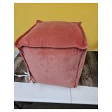 Costa Velvet Pouf Blush - Thresholdâ¢: Modern Square Upholstered Footstool, No Assembly Required - Retail: $100