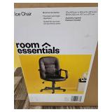 Office Chair Bonded Leather Black - Room Essentialsâ¢: Ergonomic Swivel, Adjustable Height, Foam Padding - Retail: $146