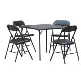 Peakform 5pc Folding Table Set Black: Vinyl Padded, Space-Saving Storage, No Tools Assembly