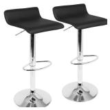 Set of 2 Ale Contemporary Adjustable Barstool Black - Lumisource: Chrome-Plated, Low Back, Swivel, PVC Upholstery - Retail: $265