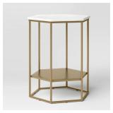 Geometric Luxe Hex Accent Table: White Stone Top, No Assembly - Thresholdâ¢ - Retail: $168