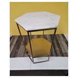 Geometric Luxe Hex Accent Table: White Stone Top, No Assembly - Thresholdâ¢ - Retail: $168