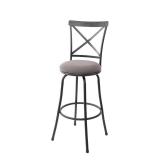 Karson Adjustable Height X Barstool Light Bronze - Holli Furniture: Swivel, Upholstered, Metal Frame