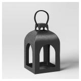 13.5\x7.7\" Pillar Cast Aluminum Outdoor Lantern Candle Holder Black - Threshold