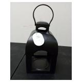 13.5\x7.7\" Pillar Cast Aluminum Outdoor Lantern Candle Holder Black - Threshold
