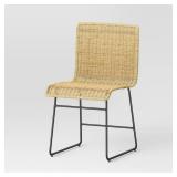 Chapin Modern Woven Dining Chair with Metal Legs Threshold - Thresholdâ¢: Black Frame, Rattan-Like Design - Retail: $180