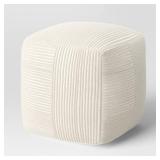 White Corduroy Decorative Ottoman Pillow