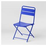 Metal Slat Folding Chair Blue - Room Essentials - Retail: $50