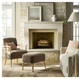 Corallina Upholstered Wooden Ottoman Natural Wood/Dark Brown - Thresholdâ¢ designed with Studio McGee Assembly Required - Retail: $110