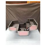 Pink Aluminum Cosmetic Train Case