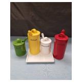 Retro Style Condiment Dispenser Set