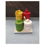 Retro Style Condiment Dispenser Set