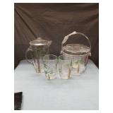 Palm Tree Glass Beverage Set with Ice Bucket