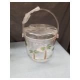 Palm Tree Glass Beverage Set with Ice Bucket