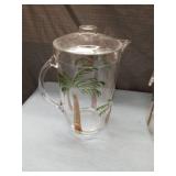 Palm Tree Glass Beverage Set with Ice Bucket