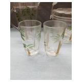 Palm Tree Glass Beverage Set with Ice Bucket