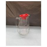 Clear Glass Pitcher with Red Lid