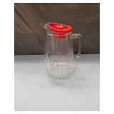 Clear Glass Pitcher with Red Lid