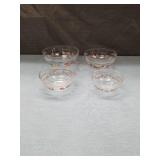 Retro Glass Fruit Pattern Dessert Bowls Set