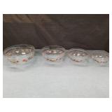 Retro Glass Fruit Pattern Dessert Bowls Set