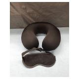 Memory Foam Travel Neck Pillow with Eye Mask Set