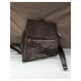 Black Leather Backpack with Gold Hardware