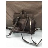 Black Leather Backpack with Gold Hardware