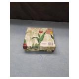 Vintage Square Glass Plates Botanical Theme Tulip. Set Of 4. 6âx 6â