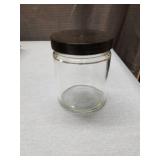(10) Clear Glass Storage Jars with Black Lids