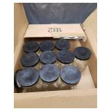 (10) Clear Glass Storage Jars with Black Lids