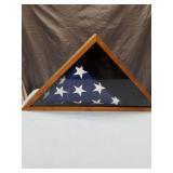 American Flag Display Case with Oak Frame