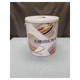 Retro Rainbow Stripe 8-Piece Mug Set with Storage Tin