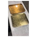 Creative Co-Op 2-Piece Wood Lacquered Tray Set with Foil Detailing, Copper and Gold Finish - Retail: $0