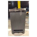 Rubbermaid Premier Series II Step-On Trash Can for Home and Kitchen, with Lid Lock and Slow Close, 12.4 Gallon, Charcoal, for Home/Kitchen/Garage/Apartment/Office - Retail: $45