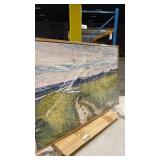 crmotu Vintage Framed Wall Art, Rural Landscape Oil Paintings, Nature Scenery Canvas Prints, Abstract Wilderness Path Wall Decor for Bedroom Bathroom Kitchen Rustic Home Aesthetic Pictures 12x16in - R