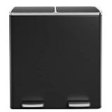 60L(16 Gal) Dual Trash Can, Stainless Steel Kitchen Garbage Can, Double Compartment Classified Rubbish Bin, Recycle Dustbin w/Plastic Inner Buckets, Soft-Close Lid, Airtight, Black