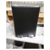 60L(16 Gal) Dual Trash Can, Stainless Steel Kitchen Garbage Can, Double Compartment Classified Rubbish Bin, Recycle Dustbin w/Plastic Inner Buckets, Soft-Close Lid, Airtight, Black