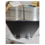 60L(16 Gal) Dual Trash Can, Stainless Steel Kitchen Garbage Can, Double Compartment Classified Rubbish Bin, Recycle Dustbin w/Plastic Inner Buckets, Soft-Close Lid, Airtight, Black