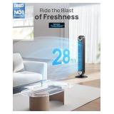Dreo Tower Fan for Bedroom, Upgraded DC 9 Speeds 25dB Ultra-Quiet Floor Fan, 90° Oscillating Fans with 28ft/s Velocity, 12H Timer, Standing Fan, Bladeless Fan Powerful for Home Office Room