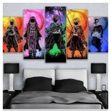 Set 5 Canvas Print Demon Slayer Characters Colorful Abstract Art for Living Room Bedroom