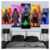 Set 5 Canvas Print Demon Slayer Characters Colorful Abstract Art for Living Room Bedroom