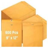 Ctosree 600 Pcs Manilla Envelopes Clasp Envelopes Bulk Brown Kraft Catalog Letter with Clasp Closure and Gummed Seal 28lb Heavyweight Paper (9 x 12 Inch)